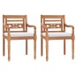 Batavia-Stühle 2 Stk. mit Polstern Massivholz Teak Batavia-Stühle 2 Stk. mit Polstern Massivholz Teak