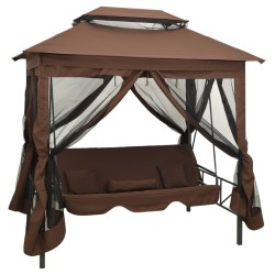 vidaXL Pavillon Umwandelbare Schaukelbank Kaffeebraun 