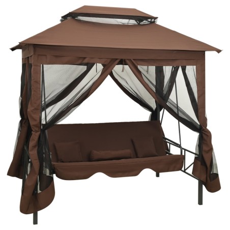 vidaXL Pavillon Umwandelbare Schaukelbank Kaffeebraun 