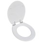 vidaXL Toilettensitz MDF Deckel mit Absenkautomatik Design Weiß vidaXL Toilettensitz MDF Deckel mit Absenkautomatik Design Weiß