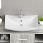 Luxuriöses Keramik-Waschbecken rechteckig mit Überlauf und Hahnloch Luxuriöses Keramik-Waschbecken rechteckig mit Überlauf und Hahnloch