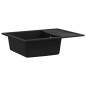 vidaXL Küchenspüle mit Überlauf Oval Schwarz Granit vidaXL Küchenspüle mit Überlauf Oval Schwarz Granit