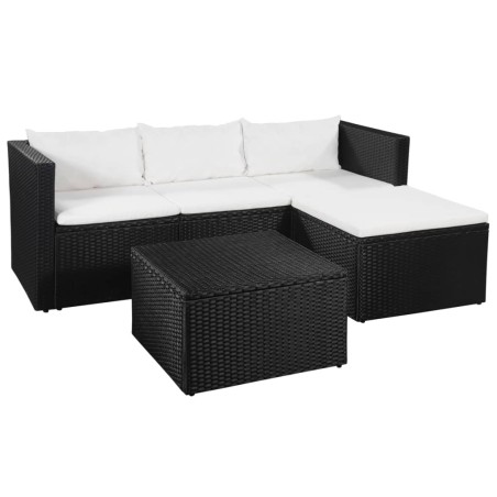 vidaXL 3-tlg. Garten-Lounge-Set Poly Rattan Schwarz und Weiß