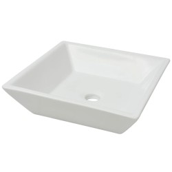 vidaXL Waschbecken Quadratisch Keramik Weiß 41,5 x 41,5 x 12 cm