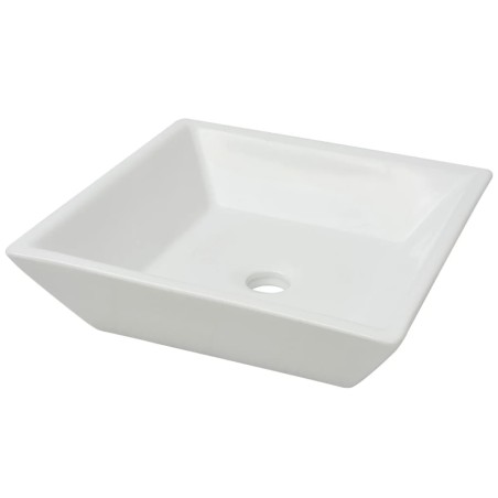 vidaXL Waschbecken Quadratisch Keramik Weiß 41,5 x 41,5 x 12 cm