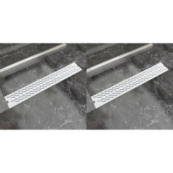 vidaXL Lineare Duschrinnen 2 Stk. Wellen 730 x 140 mm Edelstahl