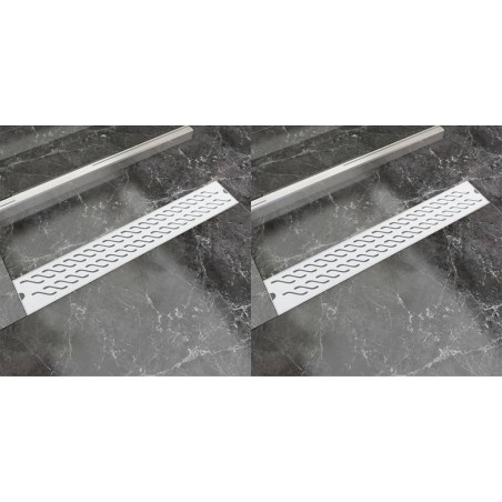 vidaXL Lineare Duschrinnen 2 Stk. Wellen 730 x 140 mm Edelstahl