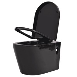 vidaXL Wandmontierte Toilette Keramik Schwarz