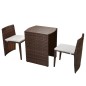 3-tlg. Bistro-Set mit Auflagen Poly Rattan Braun 3-tlg. Bistro-Set mit Auflagen Poly Rattan Braun