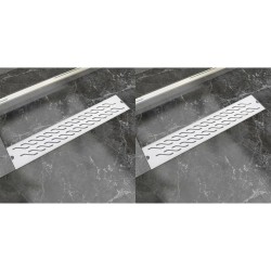 vidaXL Lineare Duschrinnen 2 Stk. Wellen 630 x 140 mm Edelstahl