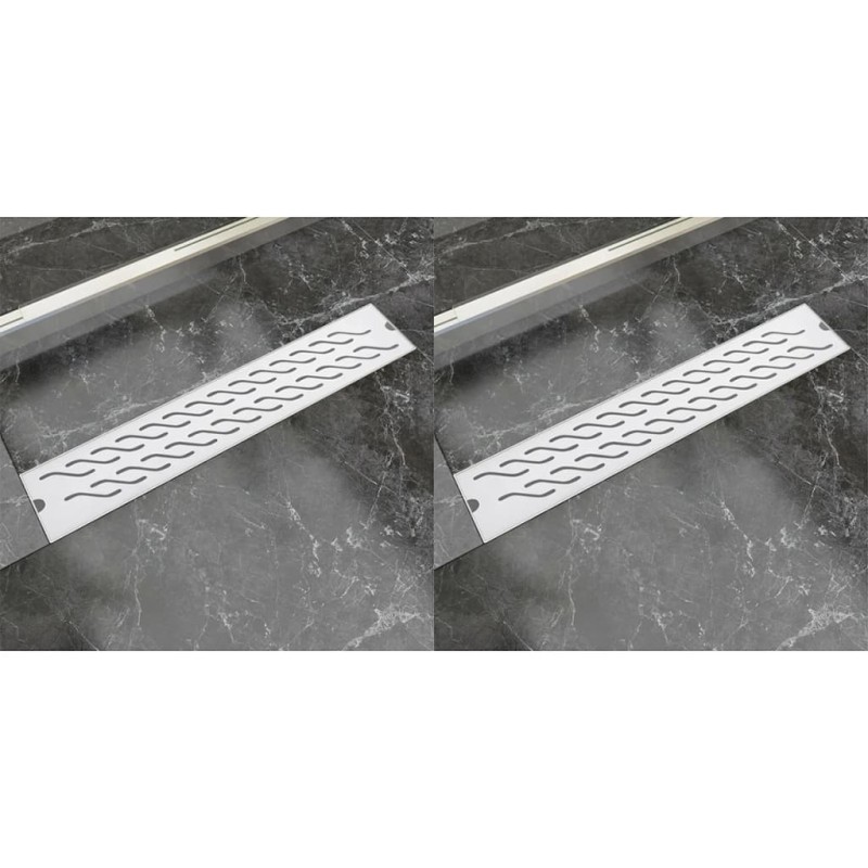 vidaXL Lineare Duschrinnen 2 Stk. Wellen 630 x 140 mm Edelstahl vidaXL Lineare Duschrinnen 2 Stk. Wellen 630 x 140 mm Edelstahl