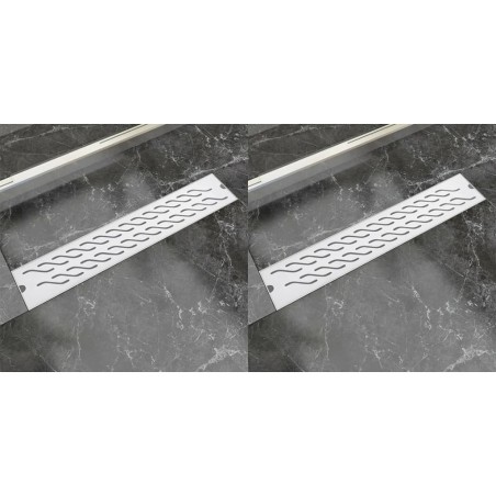 vidaXL Lineare Duschrinnen 2 Stk. Wellen 630 x 140 mm Edelstahl
