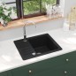 vidaXL Granitspüle Einzelbecken Schwarz vidaXL Granitspüle Einzelbecken Schwarz