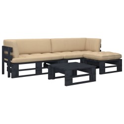 vidaXL 4-tlg. Paletten-Lounge-Set Schwarz Imprägniertes Kiefernholz