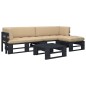 vidaXL 4-tlg. Paletten-Lounge-Set Schwarz Imprägniertes Kiefernholz vidaXL 4-tlg. Paletten-Lounge-Set Schwarz Imprägniertes Kiefernholz