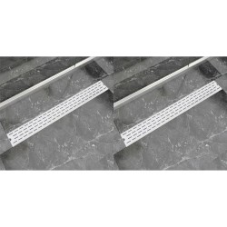 vidaXL Lineare Duschrinnen 2 Stk. Linien 930 x 140 mm Edelstahl