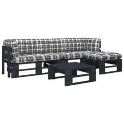 vidaXL 4-tlg. Paletten-Lounge-Set Schwarz Imprägniertes Kiefernholz