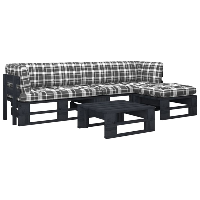 vidaXL 4-tlg. Paletten-Lounge-Set Schwarz Imprägniertes Kiefernholz vidaXL 4-tlg. Paletten-Lounge-Set Schwarz Imprägniertes Kiefernholz