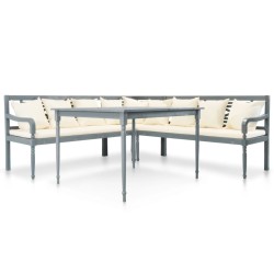4-tlg. Garten-Lounge-Set Massivholz Akazie Grau und Weiß
