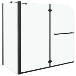 vidaXL Badewannenaufsatz 2-fach Faltbar ESG 120x68x130 cm Schwarz