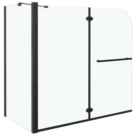 vidaXL Badewannenaufsatz 2-fach Faltbar ESG 120x68x130 cm Schwarz