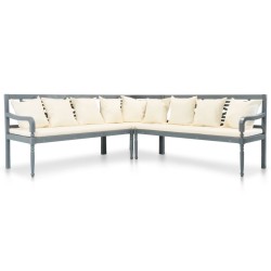 4-tlg. Garten-Lounge-Set Massivholz Akazie Grau und Weiß