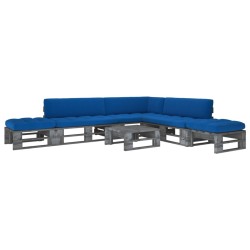 vidaXL 6-tlg. Paletten-Lounge-Set Grau Imprägniertes Kiefernholz