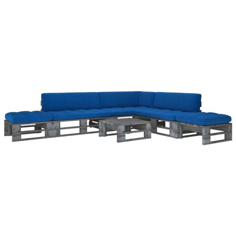 vidaXL 6-tlg. Paletten-Lounge-Set Grau Imprägniertes Kiefernholz vidaXL 6-tlg. Paletten-Lounge-Set Grau Imprägniertes Kiefernholz