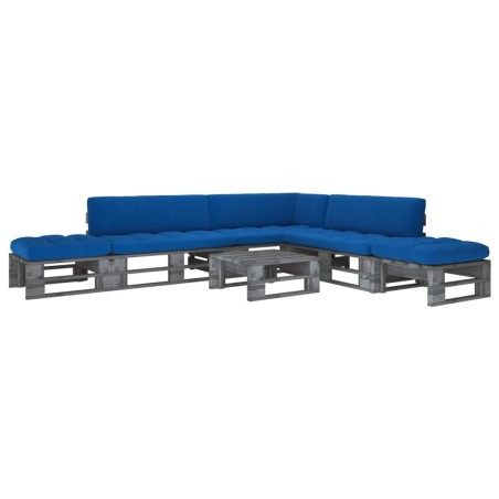 vidaXL 6-tlg. Paletten-Lounge-Set Grau Imprägniertes Kiefernholz
