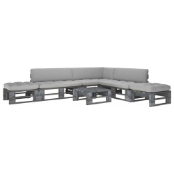vidaXL 6-tlg. Paletten-Lounge-Set Grau Imprägniertes Kiefernholz