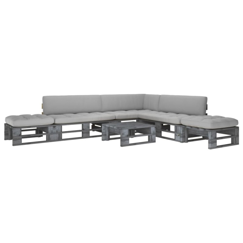 vidaXL 6-tlg. Paletten-Lounge-Set Grau Imprägniertes Kiefernholz