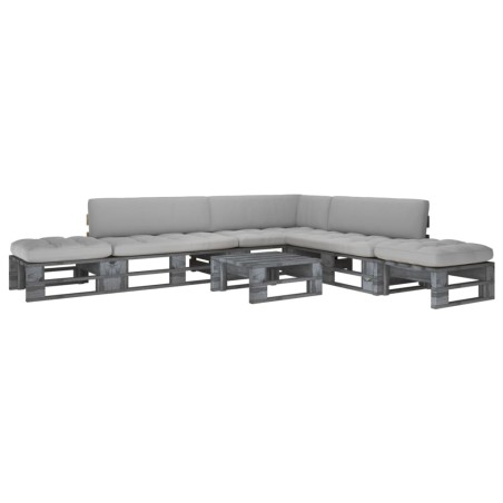 vidaXL 6-tlg. Paletten-Lounge-Set Grau Imprägniertes Kiefernholz