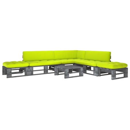 vidaXL 6-tlg. Paletten-Lounge-Set Grau Imprägniertes Kiefernholz