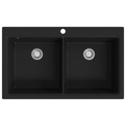 Granitspüle Doppelbecken Schwarz