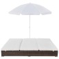 vidaXL Outdoor-Loungebett mit Sonnenschirm Poly Rattan Braun vidaXL Outdoor-Loungebett mit Sonnenschirm Poly Rattan Braun