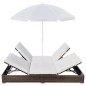 vidaXL Outdoor-Loungebett mit Sonnenschirm Poly Rattan Braun vidaXL Outdoor-Loungebett mit Sonnenschirm Poly Rattan Braun
