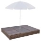 vidaXL Outdoor-Loungebett mit Sonnenschirm Poly Rattan Braun vidaXL Outdoor-Loungebett mit Sonnenschirm Poly Rattan Braun