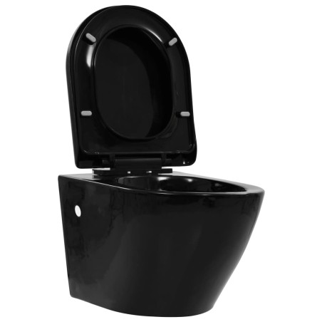 vidaXL Wand-WC ohne Spülrand Keramik Schwarz