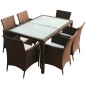 vidaXL 7-tlg. Garten-Essgruppe mit Auflagen Poly Rattan Braun vidaXL 7-tlg. Garten-Essgruppe mit Auflagen Poly Rattan Braun