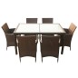 vidaXL 7-tlg. Garten-Essgruppe mit Auflagen Poly Rattan Braun vidaXL 7-tlg. Garten-Essgruppe mit Auflagen Poly Rattan Braun