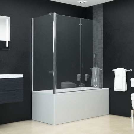 vidaXL Badewannenaufsatz 2-fach Faltbar ESG 120x68x130 cm 