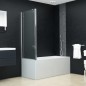 vidaXL Badewannenaufsatz 2-fach Faltbar ESG 120x68x130 cm vidaXL Badewannenaufsatz 2-fach Faltbar ESG 120x68x130 cm
