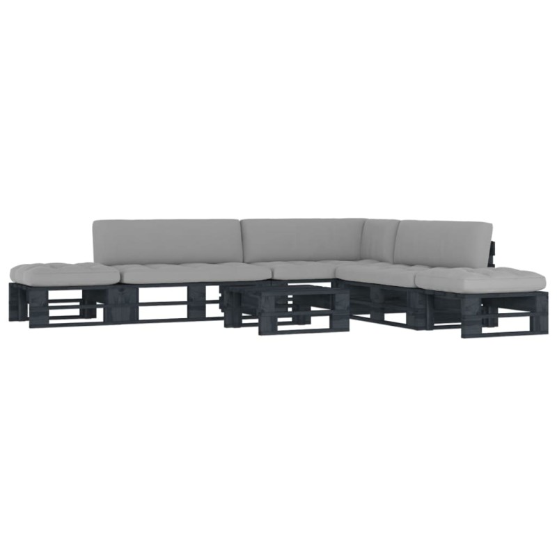vidaXL 6-tlg. Paletten-Lounge-Set Schwarz Imprägniertes Kiefernholz vidaXL 6-tlg. Paletten-Lounge-Set Schwarz Imprägniertes Kiefernholz