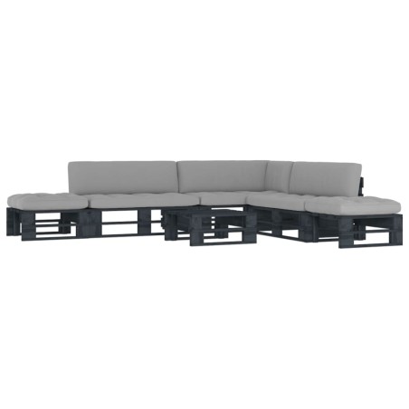 vidaXL 6-tlg. Paletten-Lounge-Set Schwarz Imprägniertes Kiefernholz