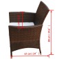 vidaXL 7-tlg. Garten-Essgruppe mit Auflagen Poly Rattan Braun vidaXL 7-tlg. Garten-Essgruppe mit Auflagen Poly Rattan Braun
