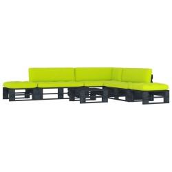 vidaXL 6-tlg. Paletten-Lounge-Set Schwarz Imprägniertes Kiefernholz