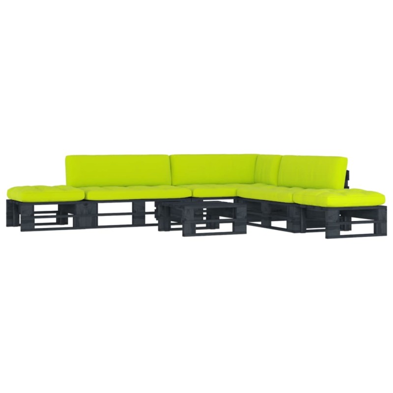 vidaXL 6-tlg. Paletten-Lounge-Set Schwarz Imprägniertes Kiefernholz vidaXL 6-tlg. Paletten-Lounge-Set Schwarz Imprägniertes Kiefernholz