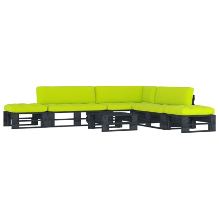 vidaXL 6-tlg. Paletten-Lounge-Set Schwarz Imprägniertes Kiefernholz