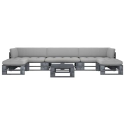 vidaXL 6-tlg. Paletten-Lounge-Set Grau Imprägniertes Kiefernholz
