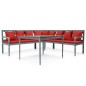 4-tlg. Garten-Lounge-Set Massivholz Akazie Grau und Rot 4-tlg. Garten-Lounge-Set Massivholz Akazie Grau und Rot